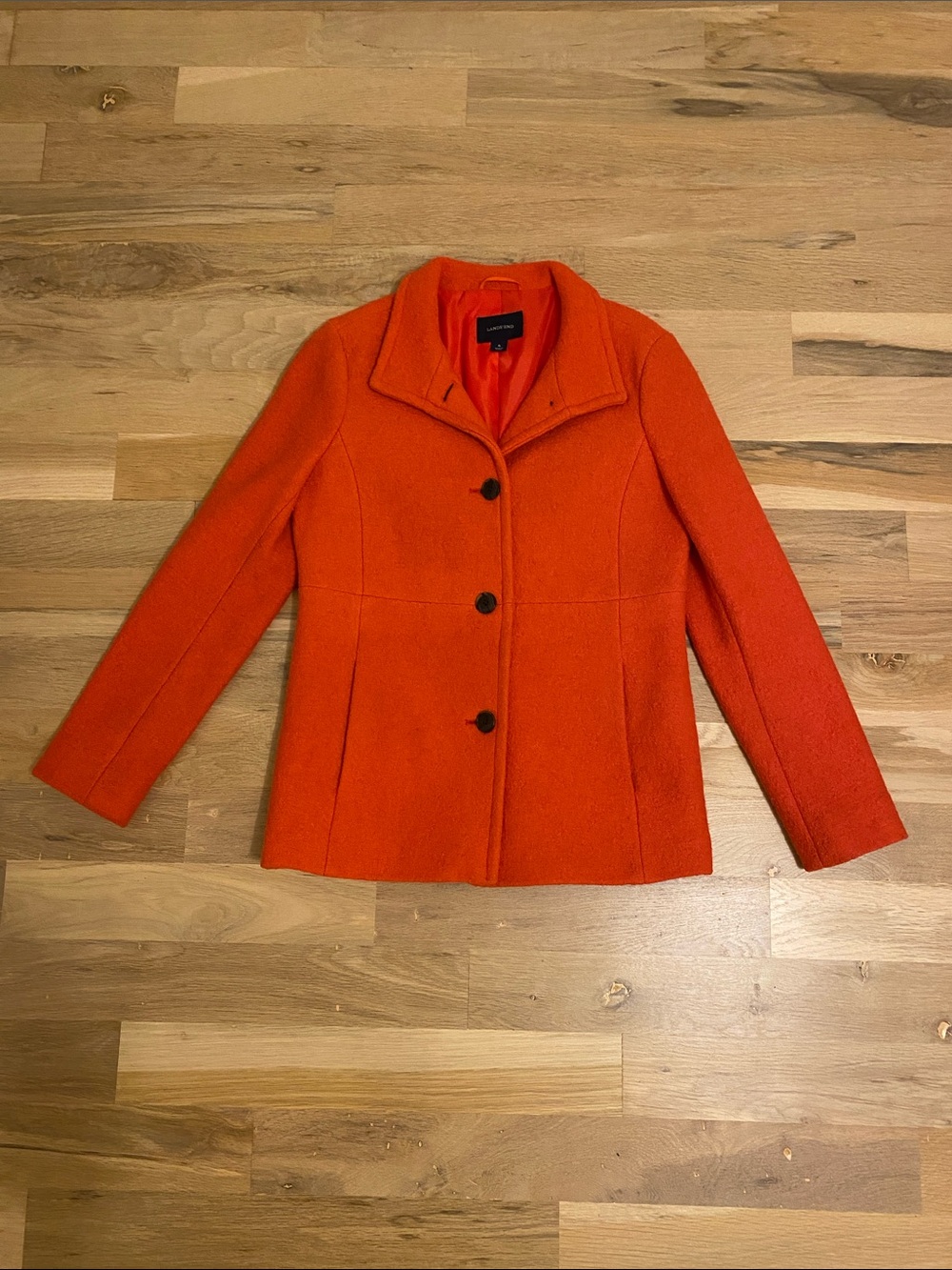 Lands' End Bright Orange Wool Pea Coat